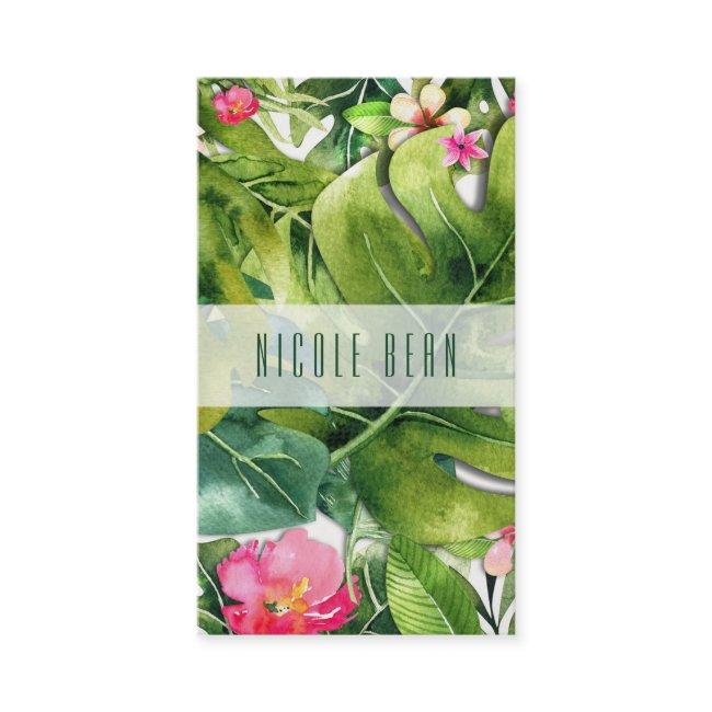 Elegant Tropics Green Leaves Floral Watercolor