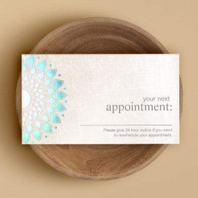Elegant Turquoise Lotus Floral Appointment Card