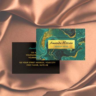 Elegant turquoise marble art faux gold glitter bus