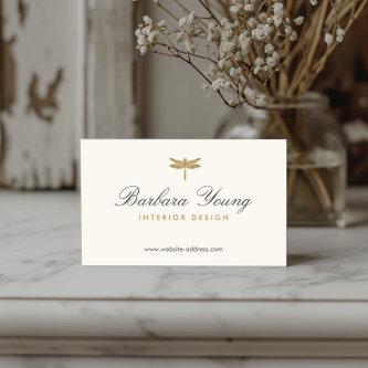 Elegant Type Gold Dragonfly Logo on Ivory