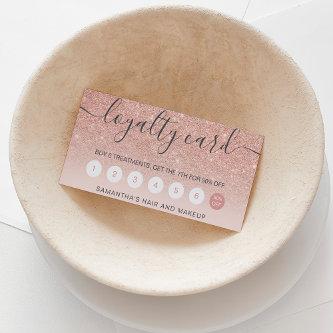 elegant typography blush rose gold glitter ombre loyalty card