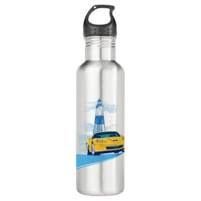 Elegant Vette Cruise Illustration Stainless Steel Water Bottle