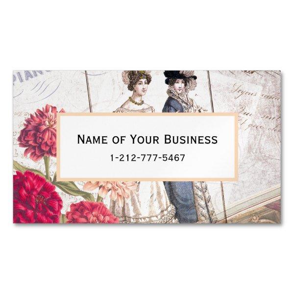 Elegant Victorian Fashion Ephemera Collage Magnetic