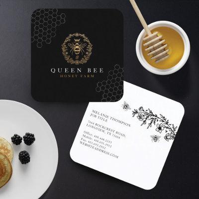 Elegant Vintage Crown Honey Queen Bee Black & Gold Calling Card