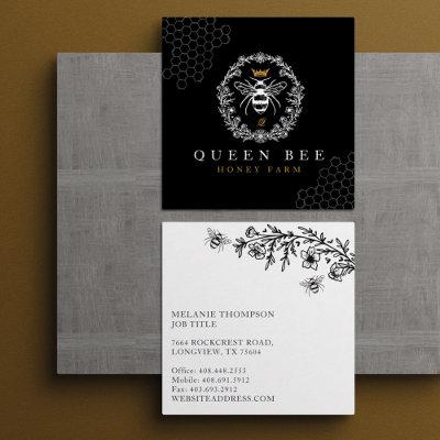 Elegant Vintage Honey Queen Bee Black & White Busi Calling Card