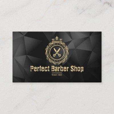 Elegant Vintage Logo Barber Shop Gold Scissors