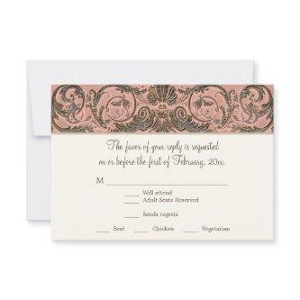 Elegant Vintage Rococo Shell w Blush n Gold RSVP