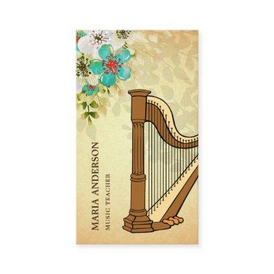Elegant Vintage Rustic Floral Harp Music Teacher