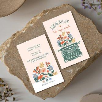 Elegant Vintage Typewriter Blooming Flower Blogger
