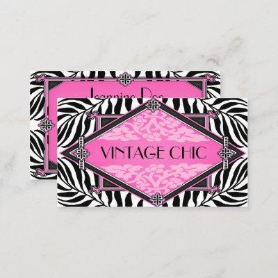 Elegant Vintage Zebra Art Deco Pink Diamond Lace
