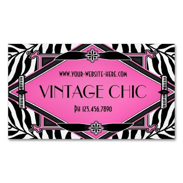 Elegant Vintage Zebra Art Deco Pink Diamond Magnetic