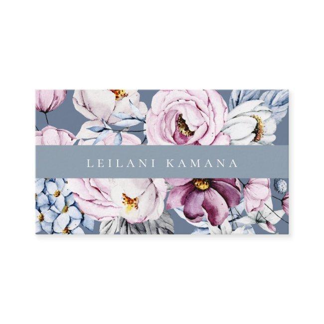 Elegant Watercolor Dusty Blue Mauve Floral