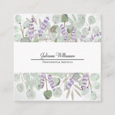 Elegant Watercolor Eucalyptus and Lavender Square