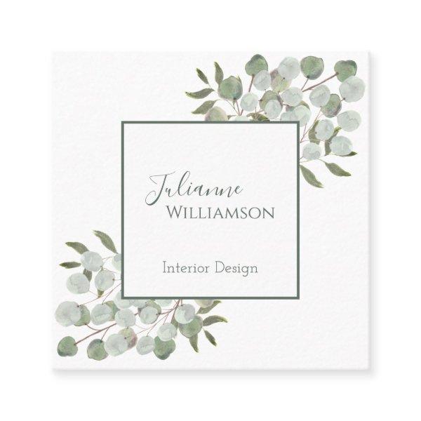 Elegant Watercolor Eucalyptus Sage Green Square Square