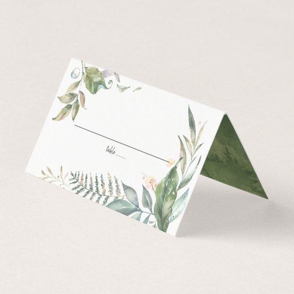 Elegant Watercolor Greenery Wedding Place Card