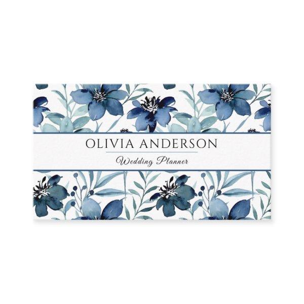 Elegant Watercolor Navy Blue Floral Modern Pattern