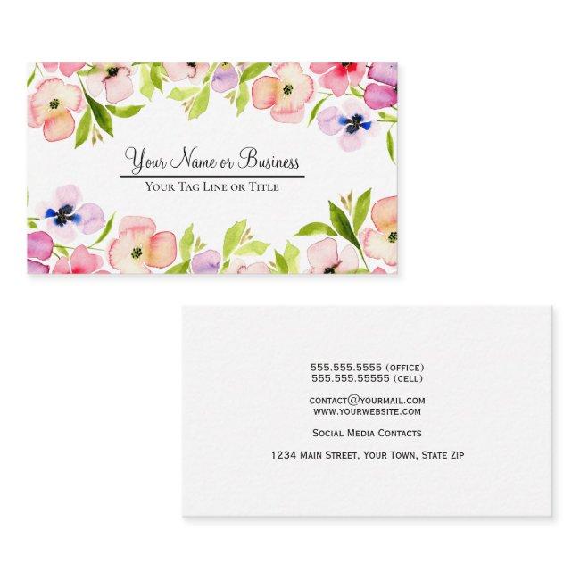 Elegant Watercolor Pansies Colorful Feminine