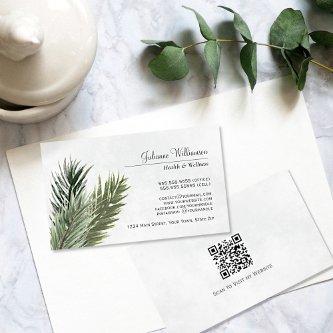 Elegant Watercolor Pine Branches QR Code