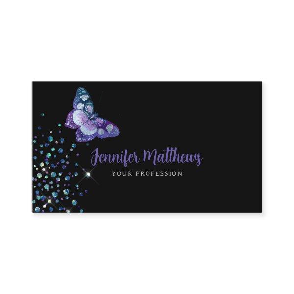 Elegant Watercolor Purple Glitter Butterfly