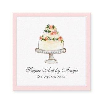 Elegant Watercolor Wedding cake bakery Square Square