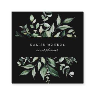 Elegant Watercolor Wild Foliage Dark Square