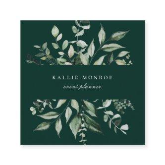 Elegant Watercolor Wild Foliage Emerald Square
