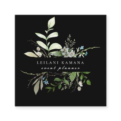 Elegant Watercolor Wildflower Dark Square