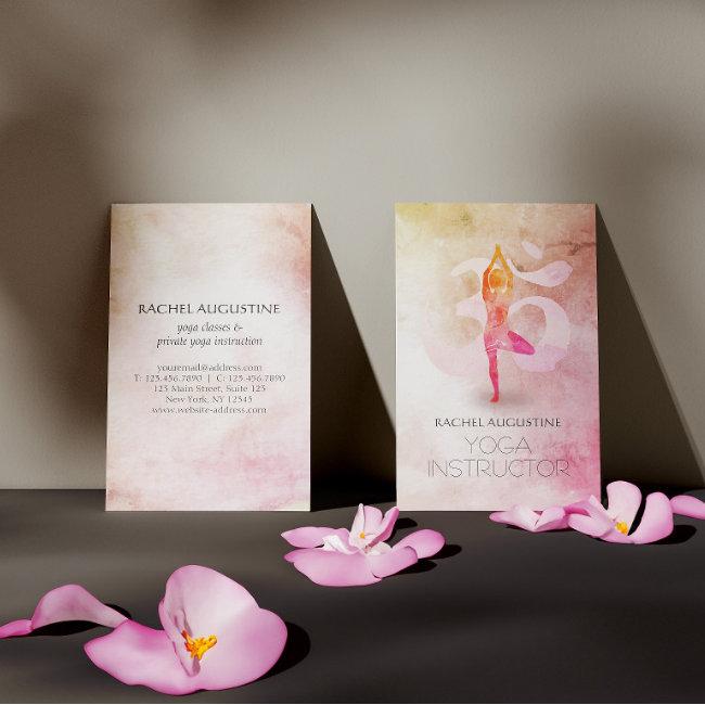 Elegant Watercolor Yoga Meditation Pose Om Symbol