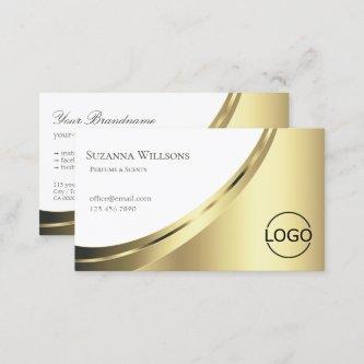 Elegant White and Gold Decor with Logo Luxurious