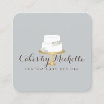 Elegant White Cake with Florals Cake Decorating Square