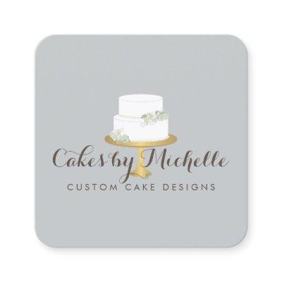 Elegant White Cake with Florals Cake Decorating Square