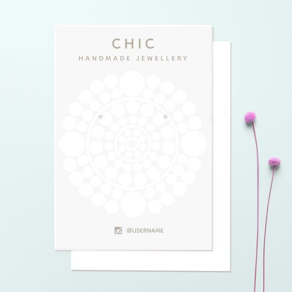 Elegant White Circle Motif  Earring Display Card