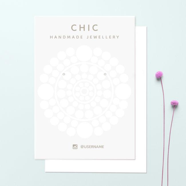 Elegant White Circle Motif Earring Display Card