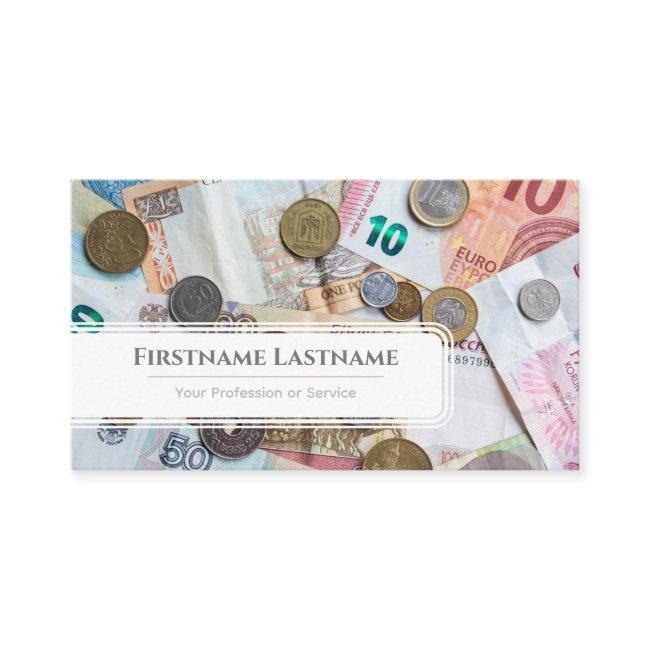 Elegant white euro money currency financial expert