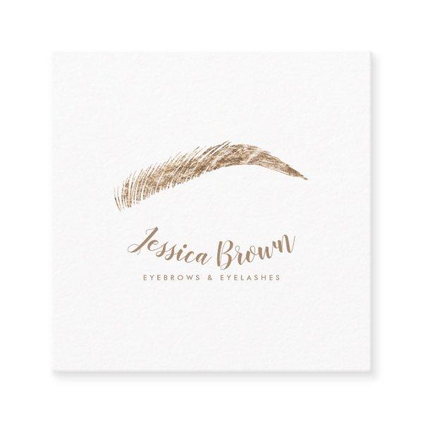 Elegant white eyebrow lashes luxury gold foil square