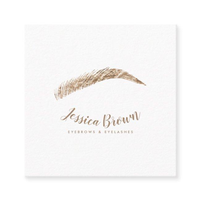 Elegant white eyebrow lashes luxury gold foil square