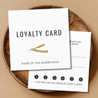 Elegant White Faux Gold Razor Loyalty Card