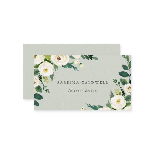 Elegant White Floral | Sage Mint