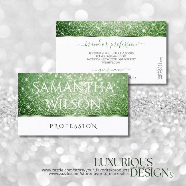 Elegant White Forest Green Glitter Sparkle Stars