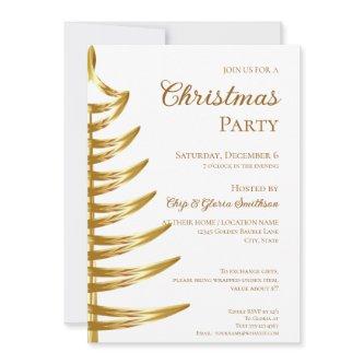 Elegant White & Gold Christmas Party Invitation
