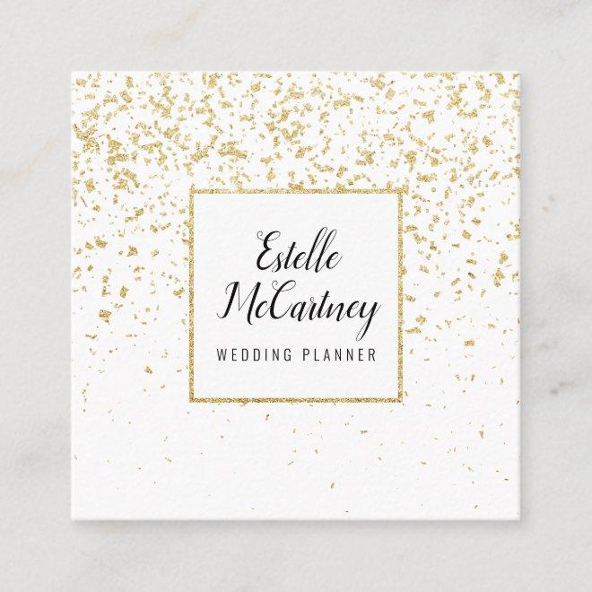 Elegant white gold glitter chic wedding planner square