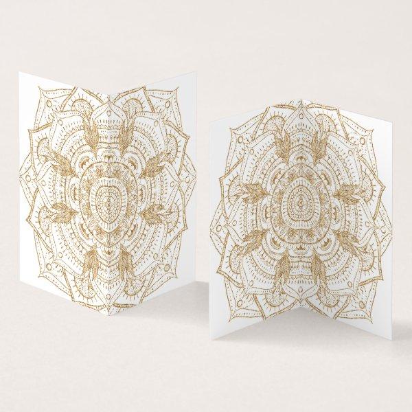 Elegant White & Gold Mandala Hand Drawn Design