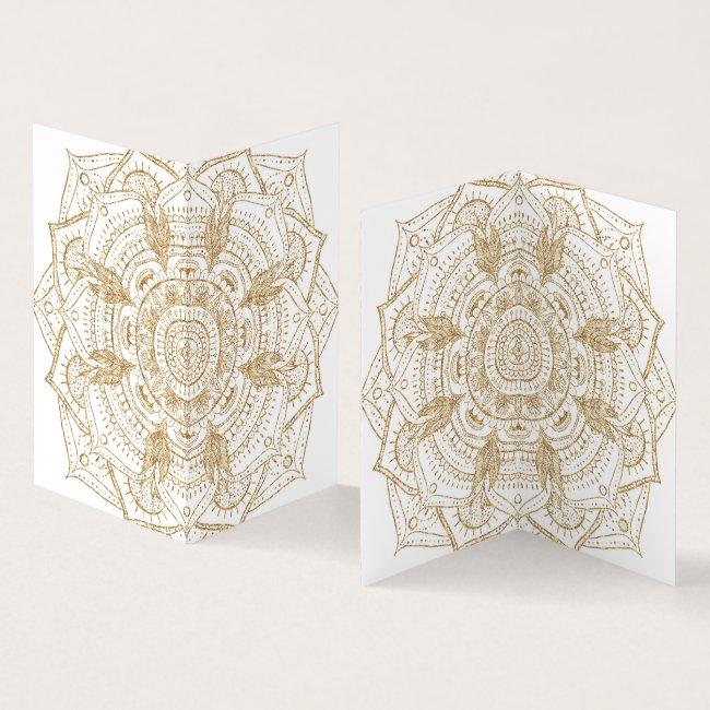 Elegant White & Gold Mandala Hand Drawn Design