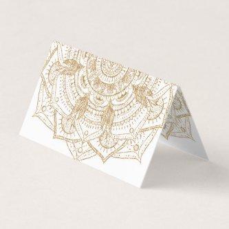 Elegant White & Gold Mandala Hand Drawn Design