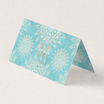 Elegant White Gold Mandala Sky Blue Design