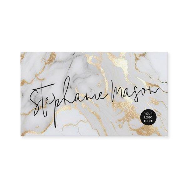 Elegant White Gold Marble Logo Script Modern
