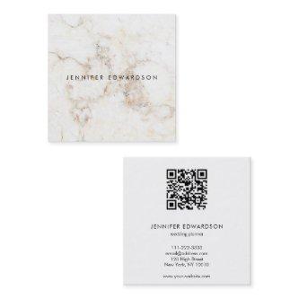 Elegant white gold marble QR code professional Square