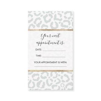 Elegant White Gray Leopard Cheetah Animal Print Appointment Card