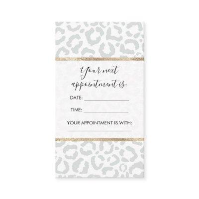 Elegant White Gray Leopard Cheetah Animal Print Appointment Card