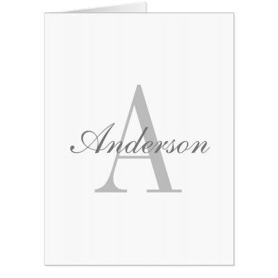 Elegant White & Grey Monogram Card